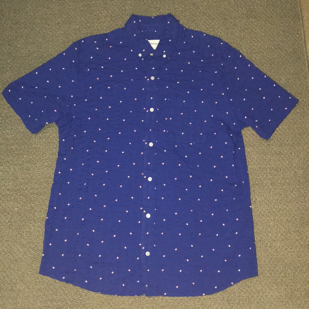 Blue saddlebred flag button down shirt